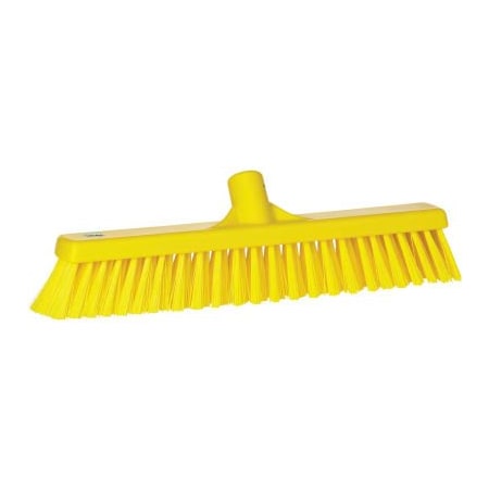 Vikan 16in Combo Push Broom- Soft/Stiff, Yellow